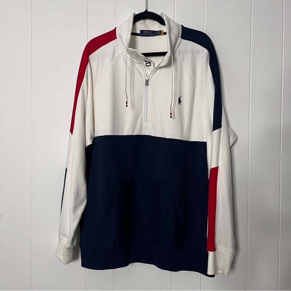 Ralph Lauren Other - Polo Ralph Lauren Soft Cotton Quarter-Zip Pullover Red White Blue Colorblock XL
